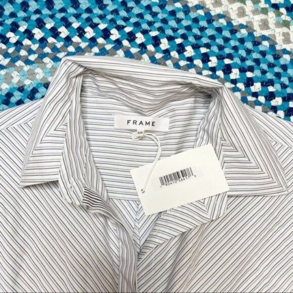 Frame Stripe Wrap Dress Long Sleeve T Shirt Dress Front Buttons sz Small NWT - Picture 8 of 8